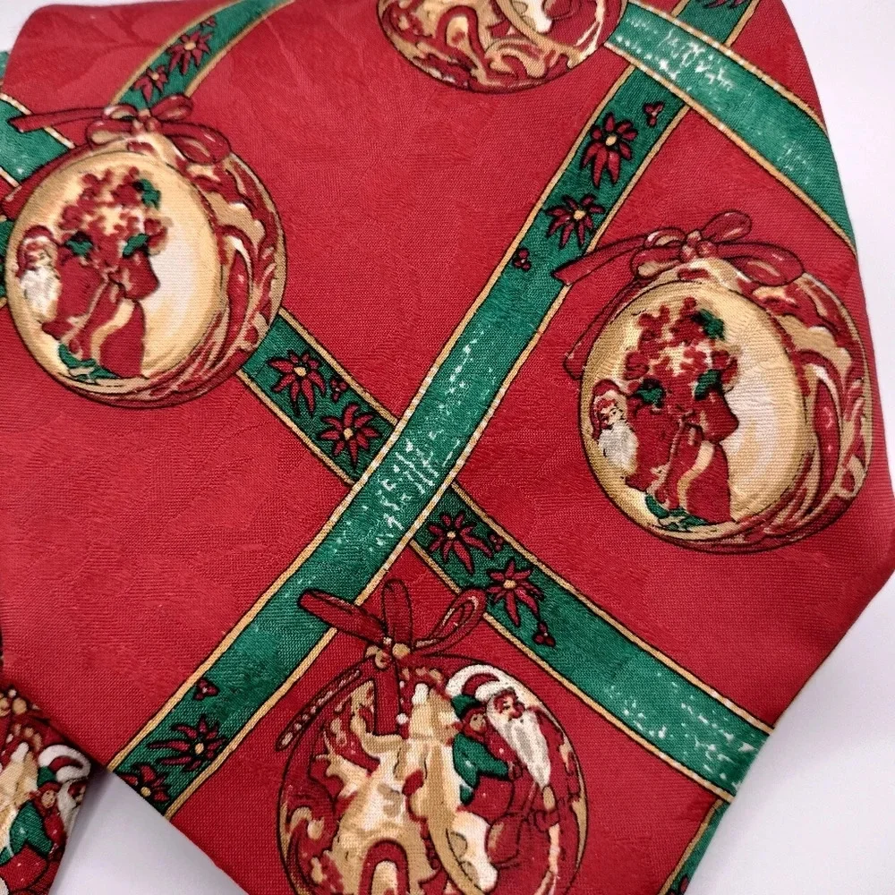 Parisian Robert Talbott Men's Tie Silk Hand Sewn Italy Christmas Santa Holiday